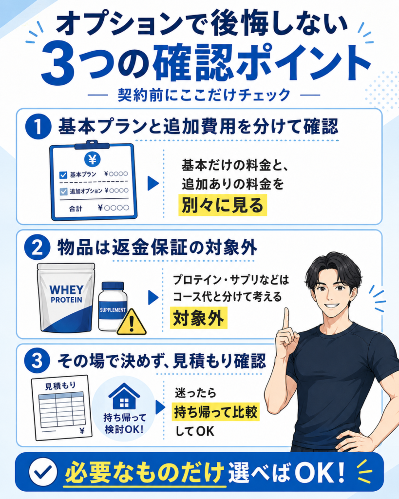 ライザップのオプションで後悔しないための確認ポイント