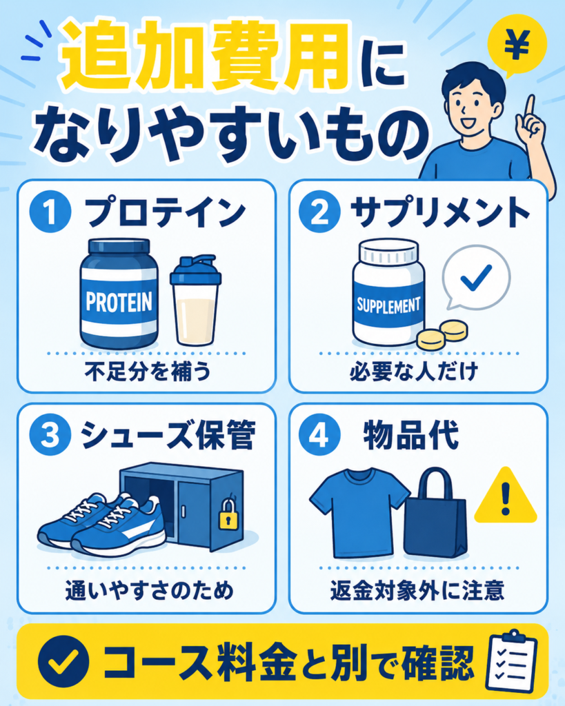 ライザップで追加費用として確認したいもの