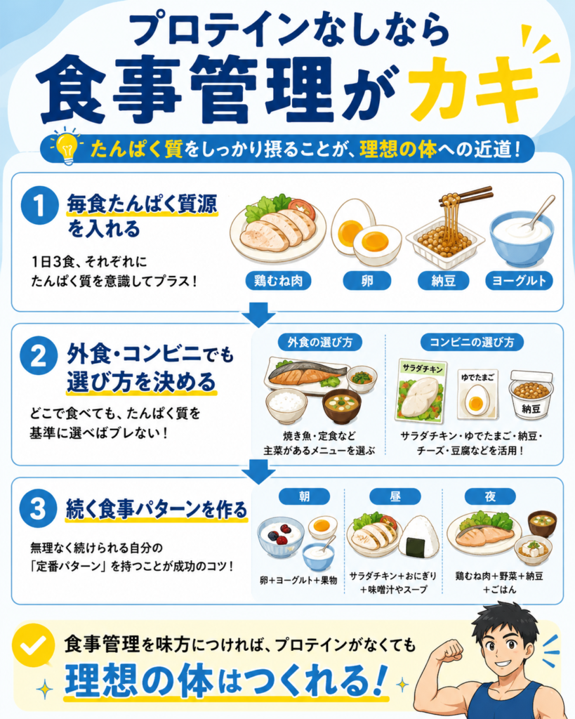 ライザップでプロテインなしなら食事管理が重要