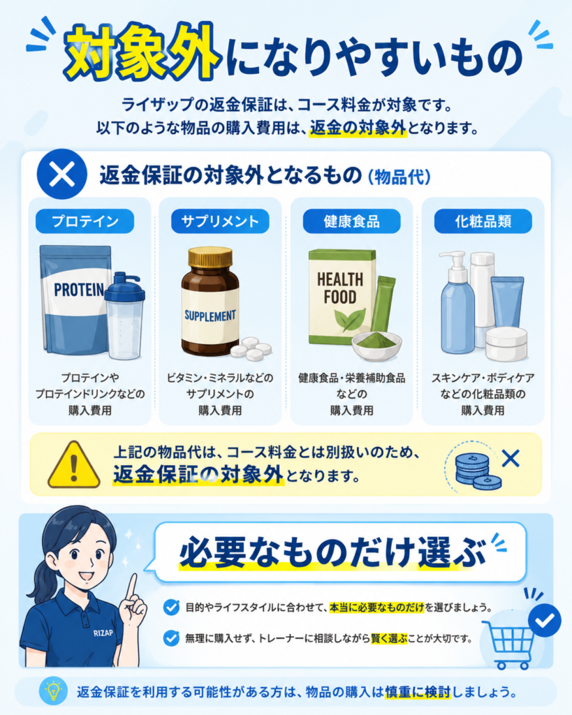 ライザップの返金保証で対象外になるもの