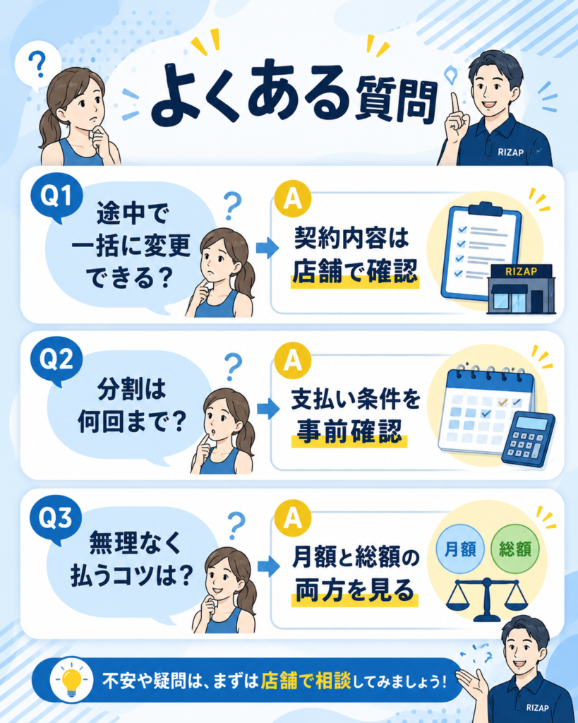 ライザップの一括払いと分割払いでよくある質問