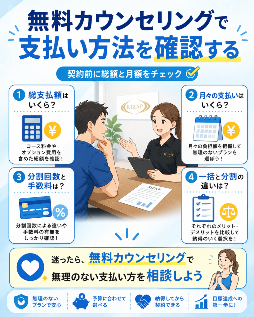 無料カウンセリングでライザップの支払い方法を確認する