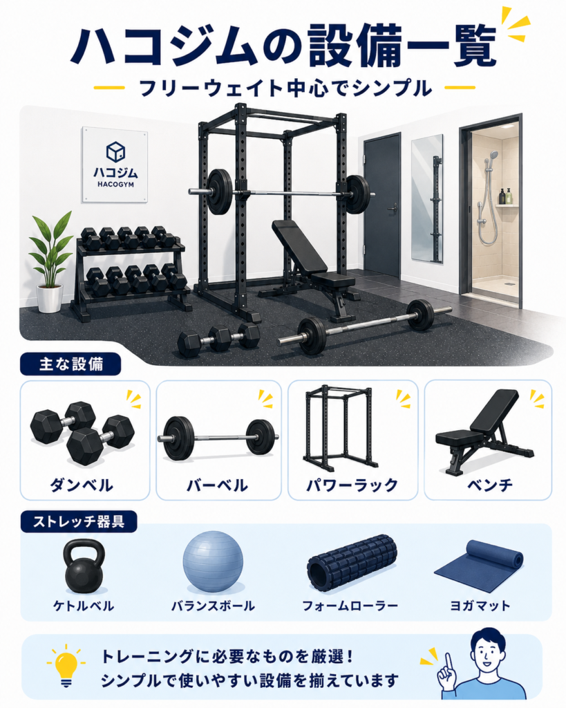 ハコジムのトレーニング設備一覧