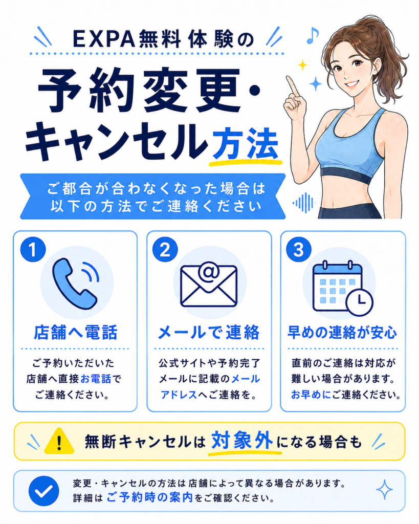 EXPA無料体験の予約変更とキャンセル